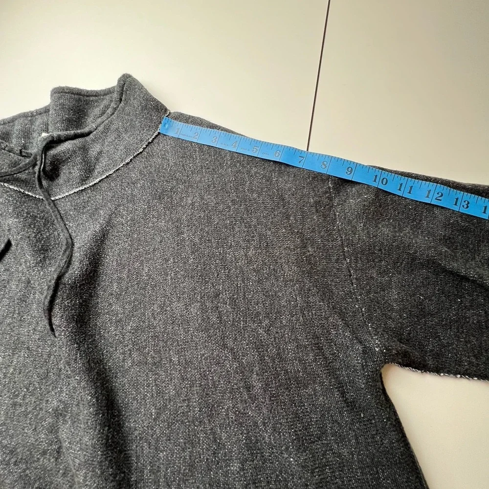 Eileen Fisher Gray Drawstring Funnel Neck Sweatshirt 100% Organic Cotton  – L